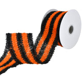 Halloween Fuzzy Stripes Wired Ribbon, 2-1/2-Inch, 10-Yard