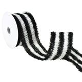 Halloween Fuzzy Stripes Wired Ribbon, 2-1/2-Inch, 10-Yard