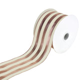 Metallic and Ivory Striped Ribbon, 2-1/2-Inch, 10-Yard