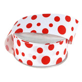 White Grosgrain Polka Dot Ribbon, 1-1/2-Inch, 25 Yards