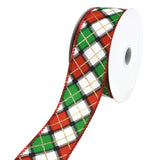 Glitter Christmas Claire Plaid Wired Ribbon, 1-1/2-Inch, 10-Yard