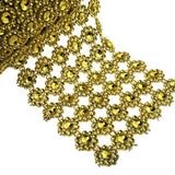 Flower Rhinestone Diamond Mesh Wrap Ribbon, 4-Inch, 10 Yards