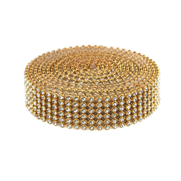 Rhinestone Ribbon Craft Trim, 3/4-Inch, 2 Yards, Gold