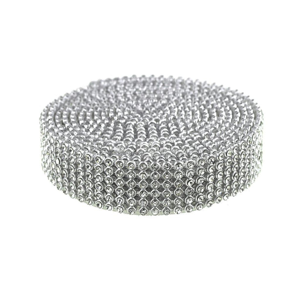 Rhinestone Ribbon Craft Trim, 3/4-Inch, 2 Yards, Silver