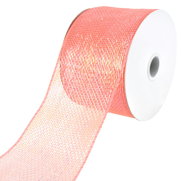 Decorative Metallic Mesh Ribbon, 4-Inch, 25-Yard - Coral