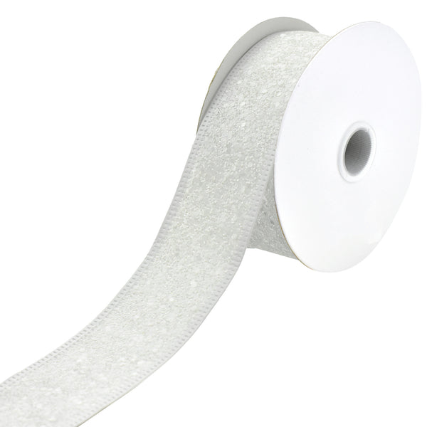 Super Glitter Wired Ribbon, 1-1/2-Inch, 10-Yard - White