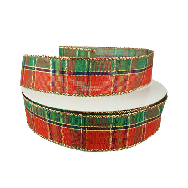 Modern Tartan Plaid Wired Ribbon, 1-1/2-Inch, 50-Yard