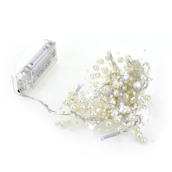 Battery Operated Beaded String Lights, 20 LED, White