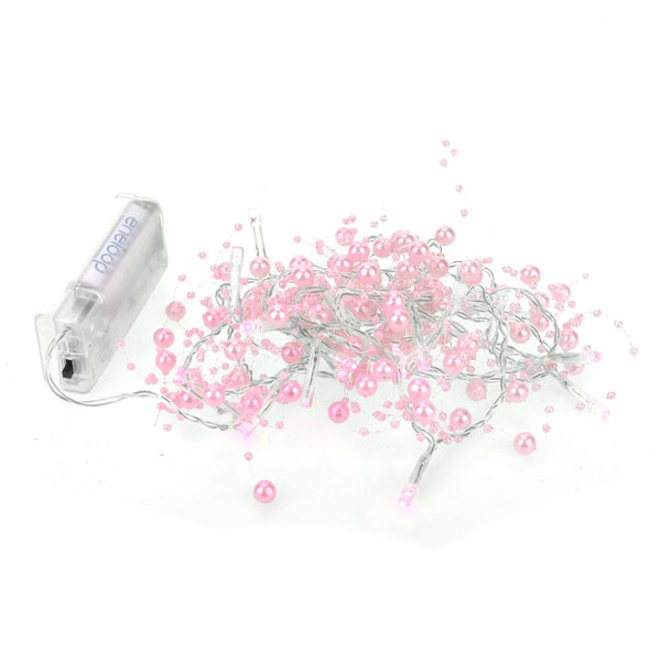 Battery Operated Beaded String Lights, 20 LED, Pink