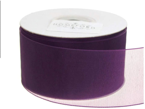 Plain Sheer Organza Ribbon, 1-1/2-Inch, 25 Yards, Plum