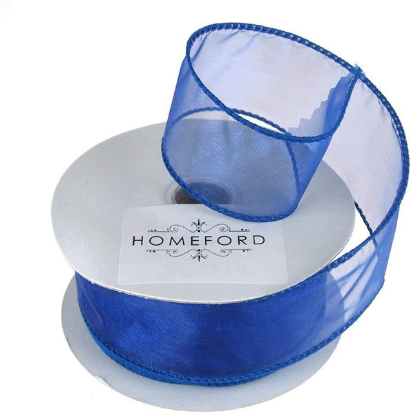 Sheer Organza Wired Edge Ribbon, 1-1/2-Inch, 10 Yards, Royal Blue