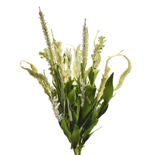 Artificial Cattail Perennial Spring Floral Bush, 19-Inch, Cream