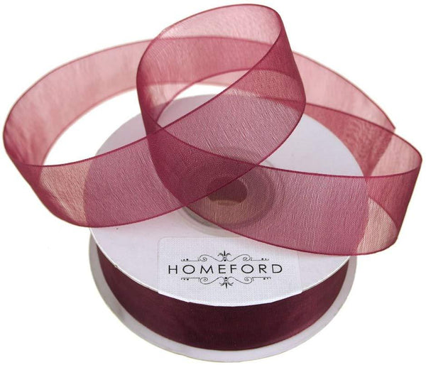 Sheer Organza Ribbon, 7/8-inch, 25-yard, Wine