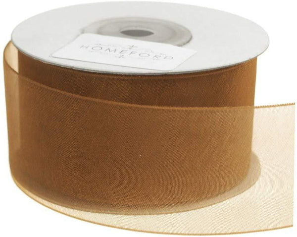 Plain Sheer Organza Ribbon, 1-1/2-Inch, 25 Yards, Antique Gold