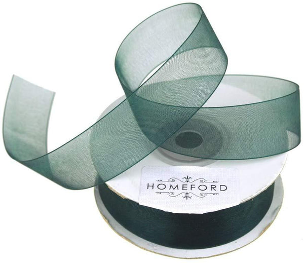 Sheer Organza Ribbon, 7/8-inch, 25-yard, Hunter Green