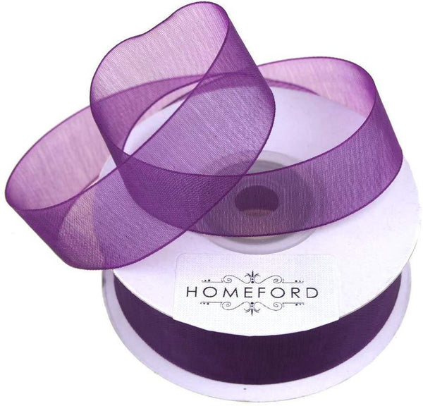 Sheer Organza Ribbon, 7/8-inch, 25-yard, Plum