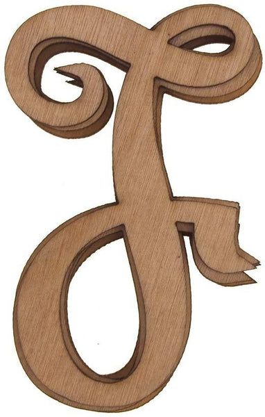 Wooden Cursive Letter F, Natural, 3-Inch, 6-Piece