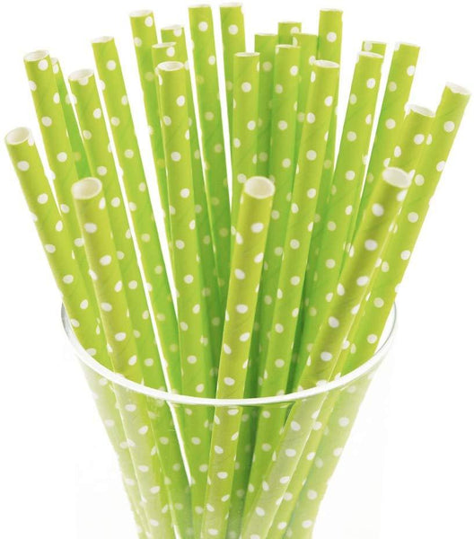 Small Dots Paper Straws, 7-3/4-inch, 25-Piece, White/Light Orange