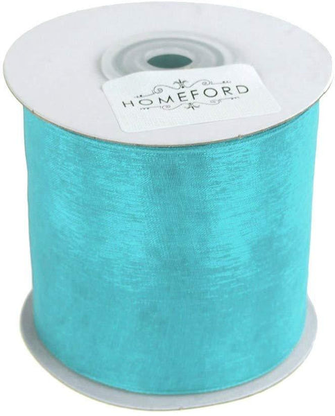 Plain Sheer Organza Ribbon, 2-3/4-Inch, 25 Yards, Turquoise