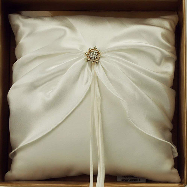 Ring Bearer Satin Pillows Wedding Occassion, 8-inch, Satin Bow, Ivory, CLOSEOUT