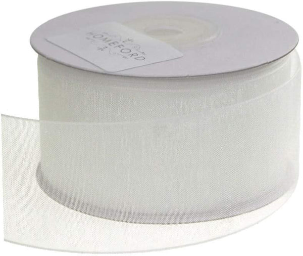 Plain Sheer Organza Ribbon, 2-3/4-Inch, 25 Yards, White