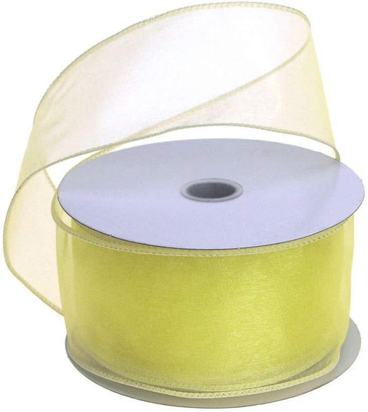 Sheer Chiffon Ribbon Wired Edge, 2-1/2-Inch, 25 Yards, Yellow