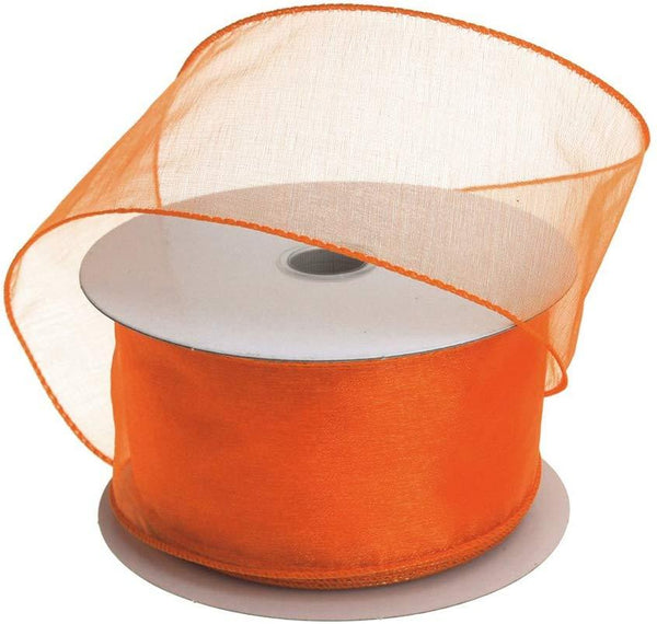 Sheer Chiffon Ribbon Wired Edge, 2-1/2-Inch, 25 Yards, Orange