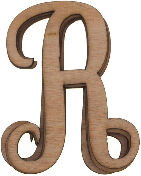 Wooden Cursive Letter R, Natural, 3-Inch, 6-Piece