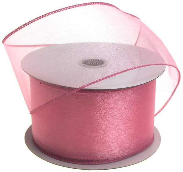 Sheer Chiffon Ribbon Wired Edge, 2-1/2-Inch, 25 Yards, Mauve