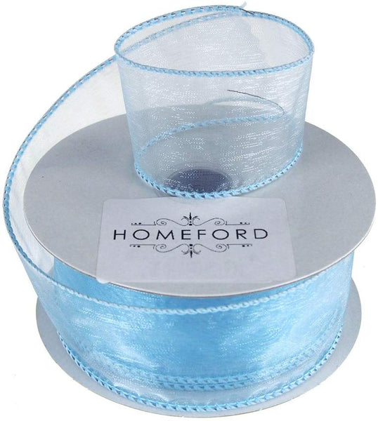 Sheer Organza Wired Edge Ribbon, 1-1/2-Inch, 10 Yards, Light Blue