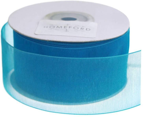 Plain Sheer Organza Ribbon, 1-1/2-Inch, 25 Yards, Turquoise