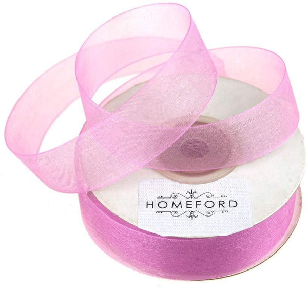 Sheer Organza Ribbon, 7/8-inch, 25-yard, Rosy Mauve