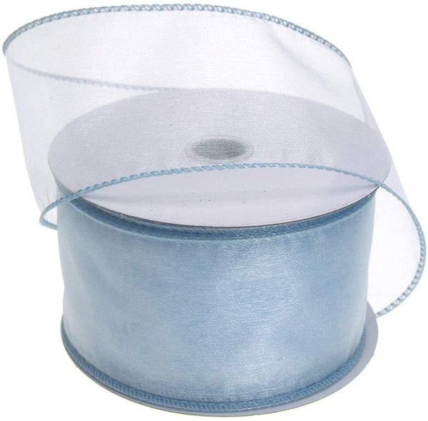 Sheer Chiffon Ribbon Wired Edge, 2-1/2-Inch, 25 Yards, Light Blue