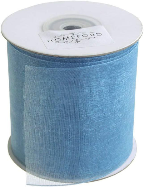 Plain Sheer Organza Ribbon, 2-3/4-inch, 25 Yards, Antique Blue