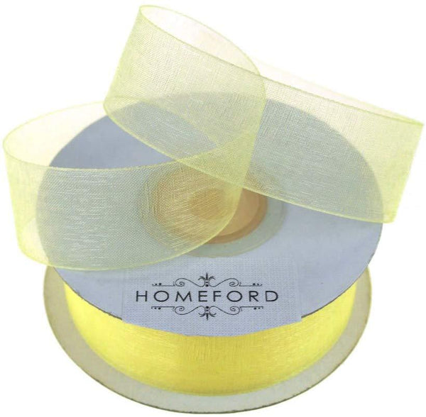 Sheer Organza Ribbon, 7/8-inch, 25-yard, Baby Maize Yellow