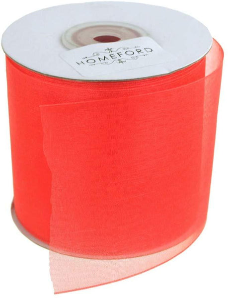 Plain Sheer Organza Ribbon, 2-3/4-inch, 25 Yards, Coral