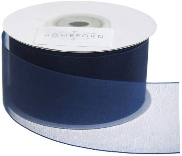 Plain Sheer Organza Ribbon, 1-1/2-Inch, 25 Yards, Navy Blue