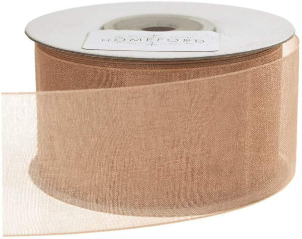 Plain Sheer Organza Ribbon, 1-1/2-Inch, 25 Yards, Toffee