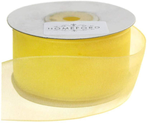 Plain Sheer Organza Ribbon, 1-1/2-Inch, 25 Yards, Canary Yellow