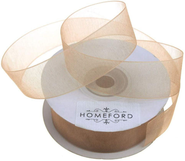 Sheer Organza Ribbon, 7/8-inch, 25-yard, Toffee