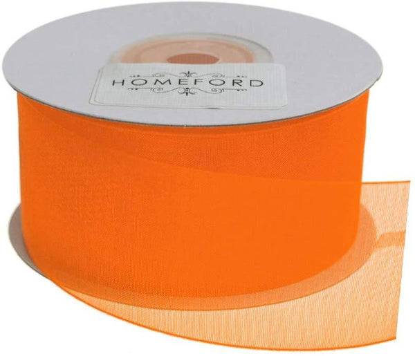 Plain Sheer Organza Ribbon, 1-1/2-Inch, 25 Yards, Orange