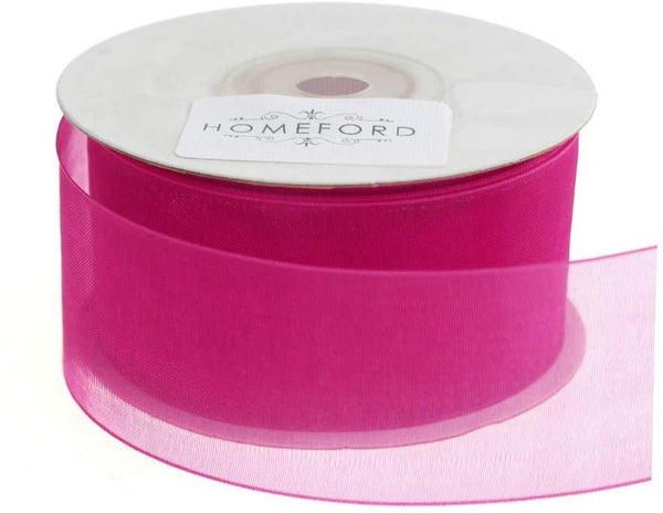 Plain Sheer Organza Ribbon, 1-1/2-Inch, 25 Yards, Fuchsia