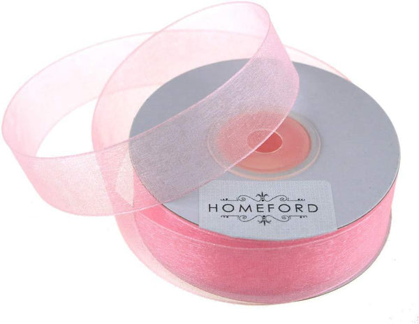 Sheer Organza Ribbon, 7/8-inch, 25-yard, Light Pink