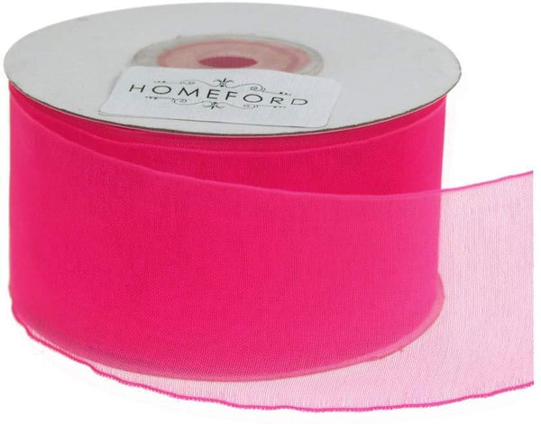 Plain Sheer Organza Ribbon, 1-1/2-Inch, 25 Yards, Hot Pink