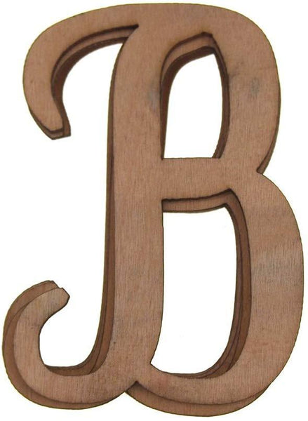 Wooden Cursive Letter B, Natural, 3-Inch, 6-Piece