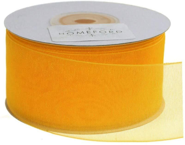 Plain Sheer Organza Ribbon, 1-1/2-Inch, 25 Yards, Light Gold