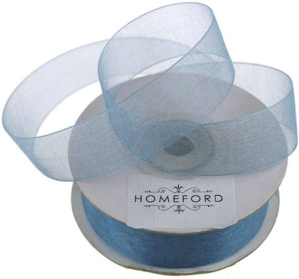 Sheer Organza Ribbon, 7/8-inch, 25-yard, Antique Blue