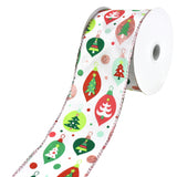 Christmas Ornaments and Polka Dots Wired Ribbon, 2-1/2-Inch, 10-Yard