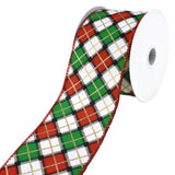 Glitter Christmas Claire Plaid Wired Ribbon, 2-1/2-Inch, 10-Yard