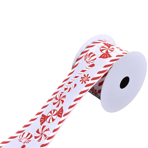 Christmas Peppermint and Candy Cane Wired Ribbon, 2-1/2-Inch, 10-Yard